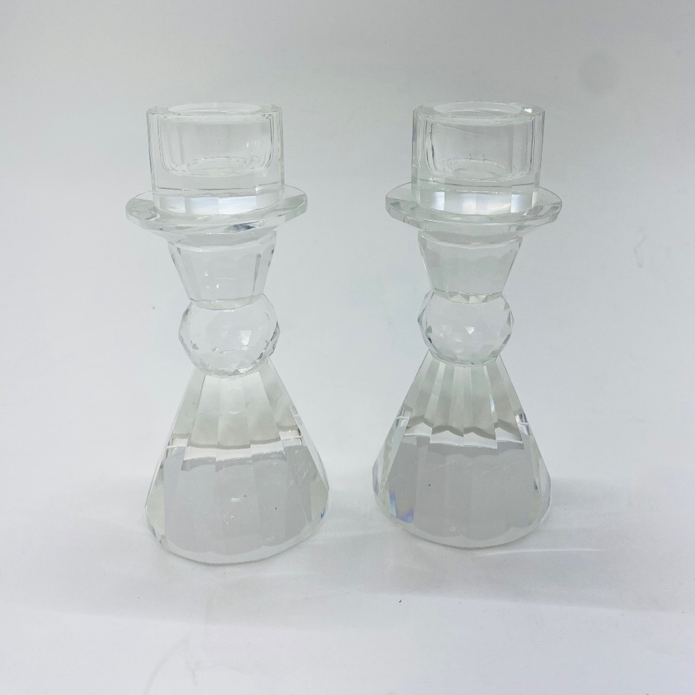 Set of Two Vintage Shannon Crystal Candle Holders